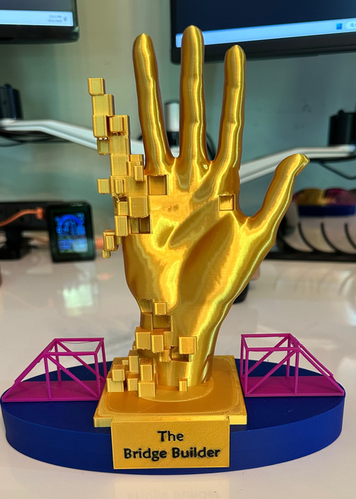 The Bridge Builder award recognizes: someone who connects IT with the rest of the business.
Perfect for:
•	service delivery
•	project managers
•	HRIS
•	analysts
Someone who makes technology understandable.

From the IT Professionals Week celebration, hosted by Summit Behavioral Healthcare in Franklin, TN.